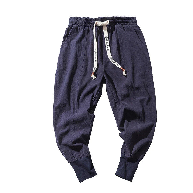 Comfortable men's cotton and linen harem pants in various colors and sizes