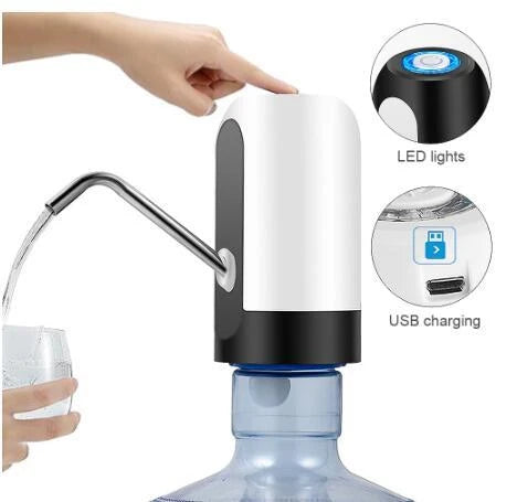 Automatic water bottle pump with USB charging, smart water dispensing device for home and office use