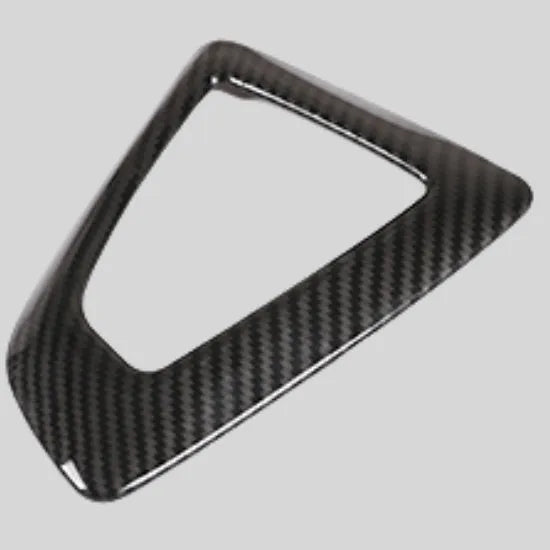 BMW gear base frame centre console insert with carbon fibre pattern in left titanium colour