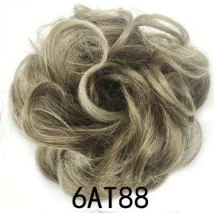 Synthetic wavy curly messy hair bun for women, 12cm diameter, high-temperature wire