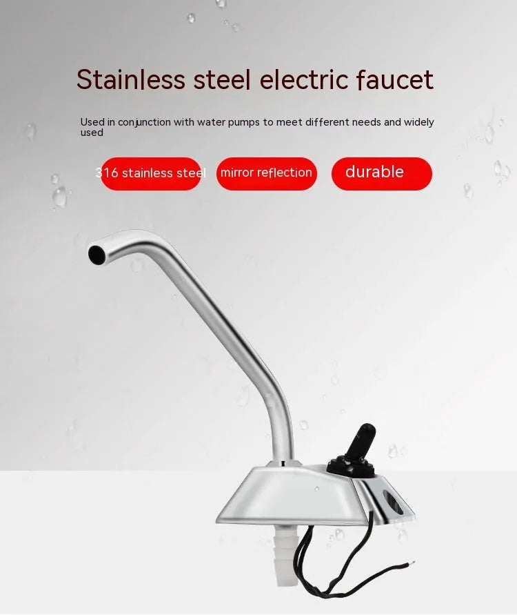 Electronic control rotating RV faucet with mirror polished stainless steel finish