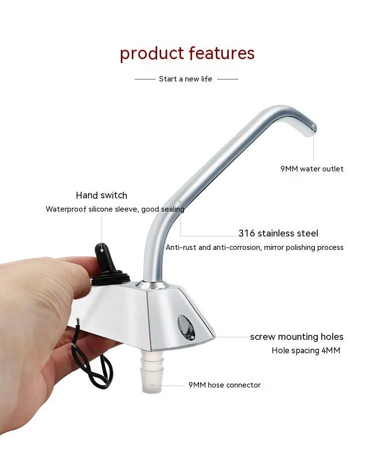 Electronic control rotating RV faucet with mirror polished stainless steel finish
