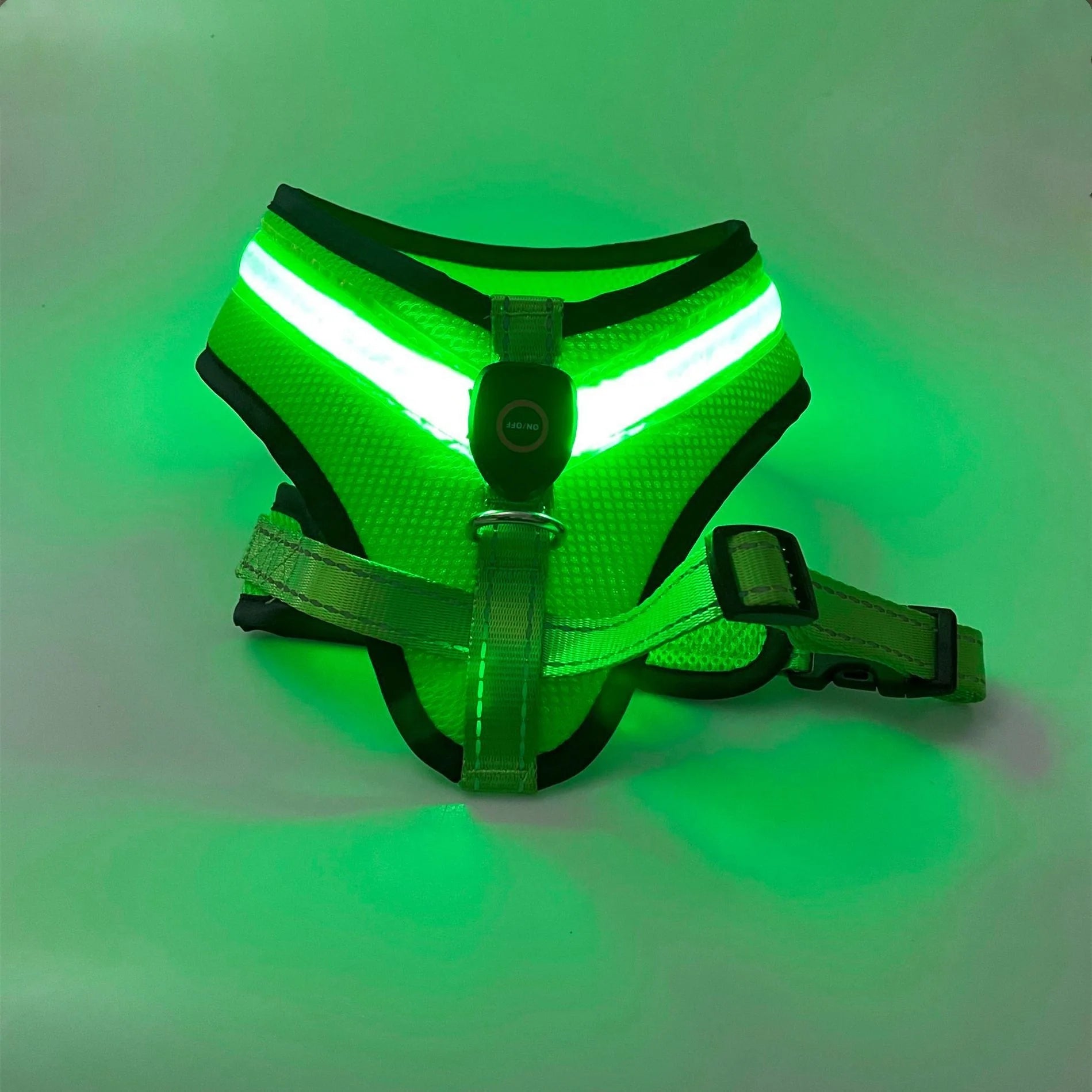 LED Luminous Dog Harness with USB charging and reflective design for pet safety