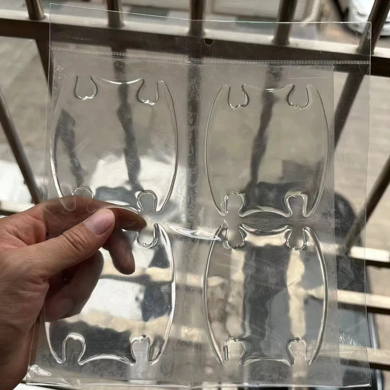 Transparent 3D car door handle scratch protection stickers, set of four pieces.