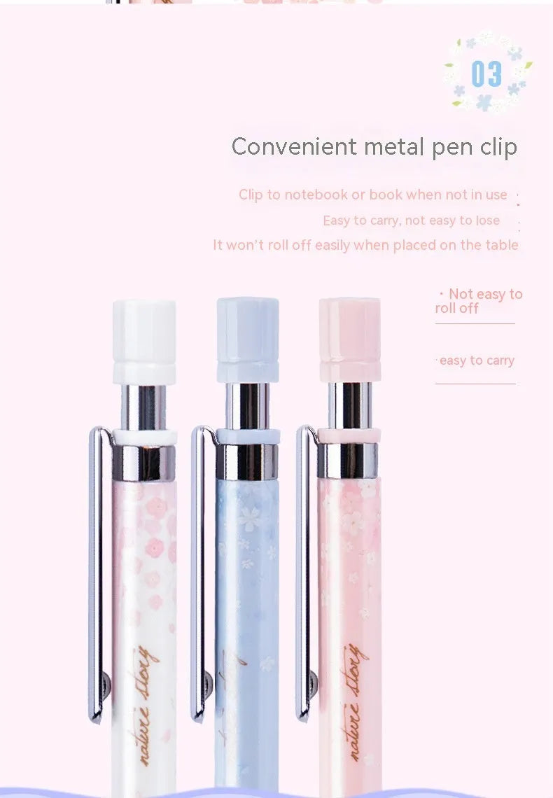0.5mm automatic mechanical pencils with cartoon sakura design and HB refills