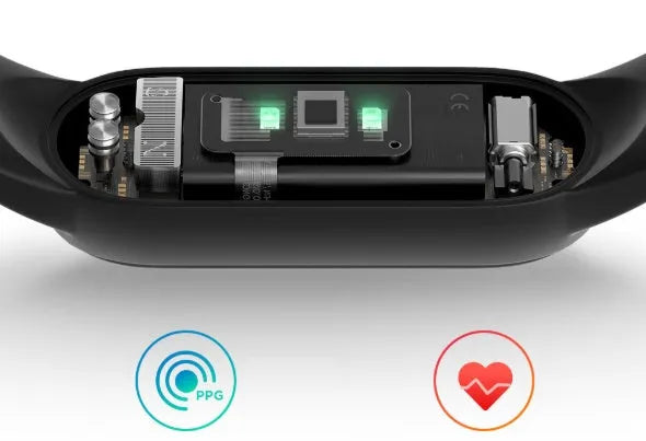 Xiaomi Mi Band 5 fitness tracker with 1.1 inch AMOLED screen and black TPU wristband