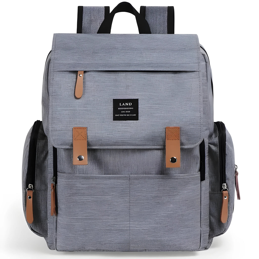 Landuo large capacity oxford cloth mum's backpack changing bag in grey colour with changing mat