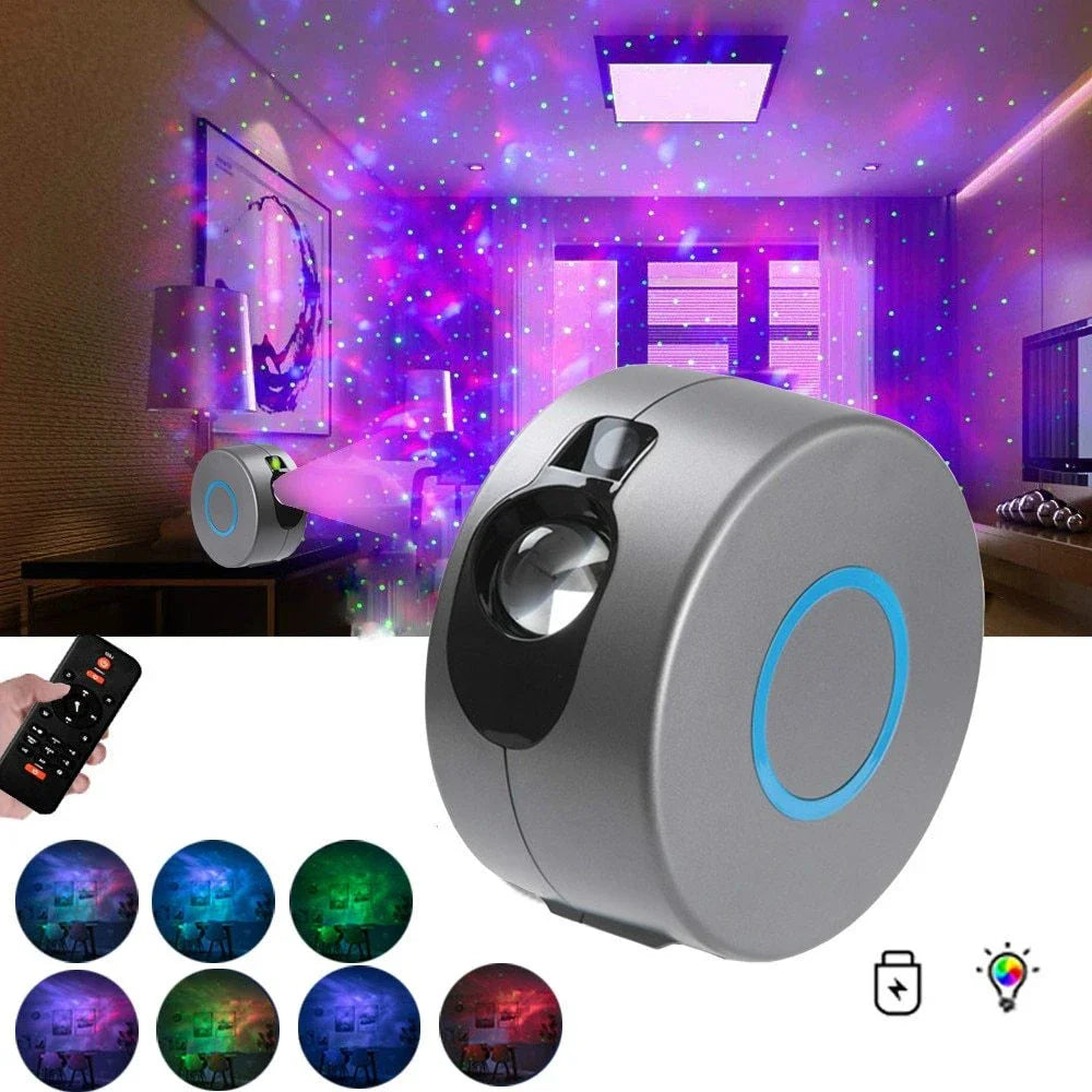Galaxy Starry Sky Projector displaying vibrant colours on a dark background