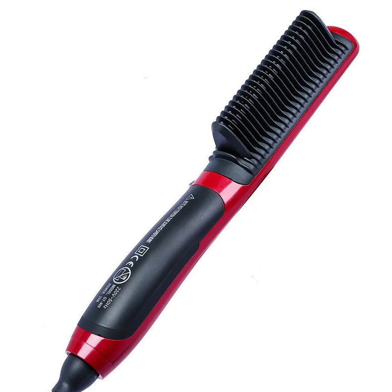Red automatic temperature adjustable hair straightener with 360-degree rotatable cord