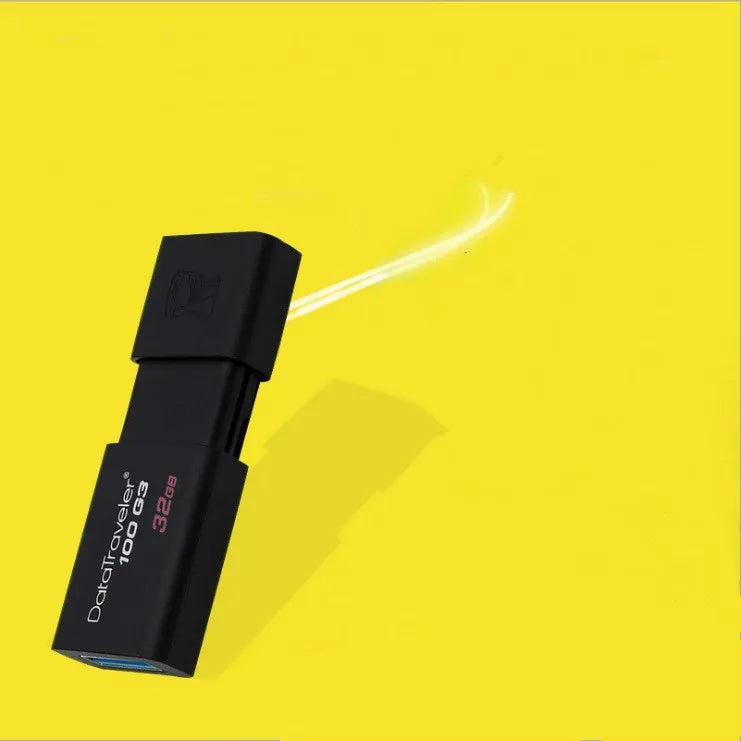 Black ABS dual-use USB flash drive with sliding cover for mobile phone and computer