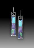 Silver water drop shaped geometric alloy women's earrings with irregular contours and post backings