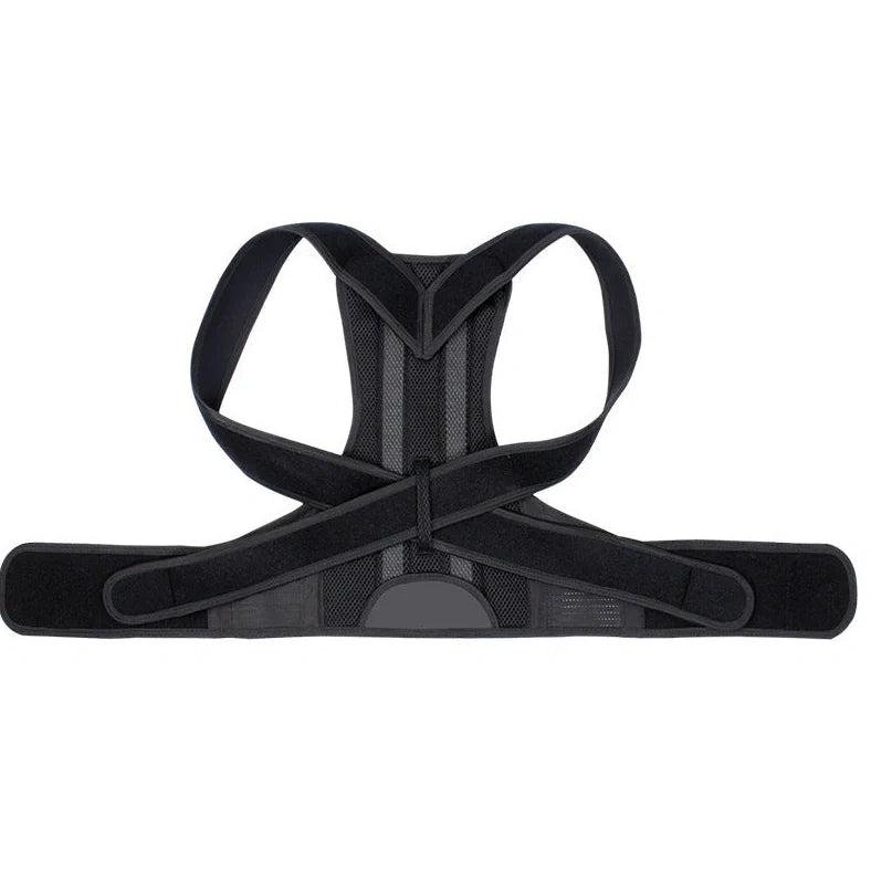 Anti-humpback posture correction belt with adjustable shoulder straps and wide waistband for spinal support