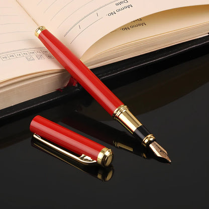 Red and black 0.5mm metal ink pen with Yijin nib for office writing, 14cm length in OPP bag