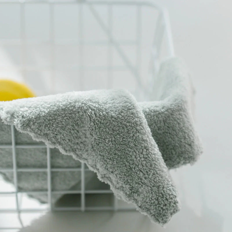 Children's microfiber hand towel in pink, green, purple, coffee, and white, 25cm by 25cm