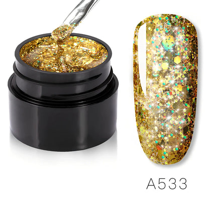 Bottle of colorful nail polish in shades RFA531 to RFA538, 10ml glass with glossy finish