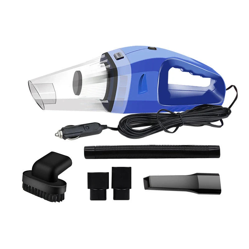 12V 120W Portable Handheld Vacuum Cleaner for Cars in orange, blue, and black