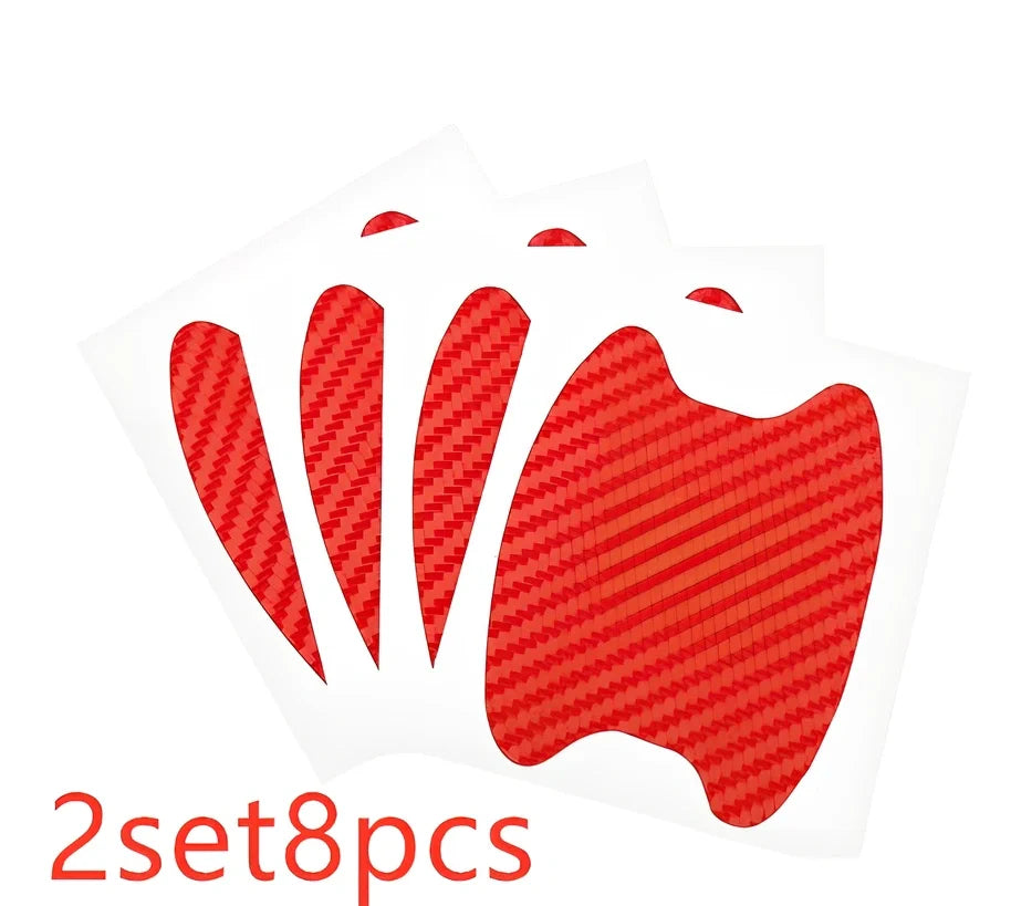 4-piece black carbon fibre car door handle stickers, 8.5 cm x 6.8 cm, scratch protection for vehicles