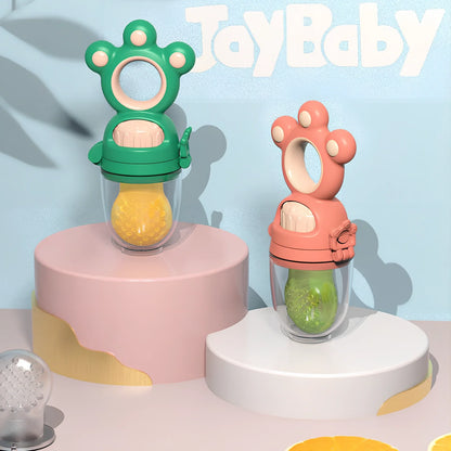 Baby fruit pacifier feeder with silicone mesh for safe feeding, BPA-free and sterilizable