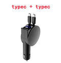 Two Wire Retractable 60 Fast Charging Car Charger in red colour with ABS material
