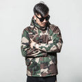 Men's winter camouflage cotton jacket with zip closure and hood, camouflage pattern, sizes S-XXXL