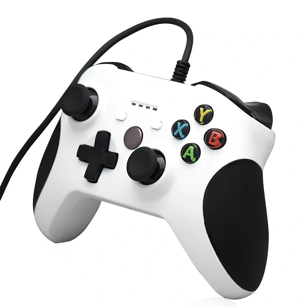 Black wired USB controller for Xbox One and PC with 2M cable and analog triggers, plug-and-play compatible