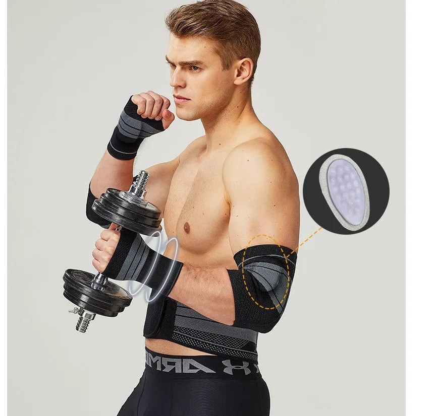 Sports protective gear set including ankle brace, elbow pads, palm guard, and waist support in nylon