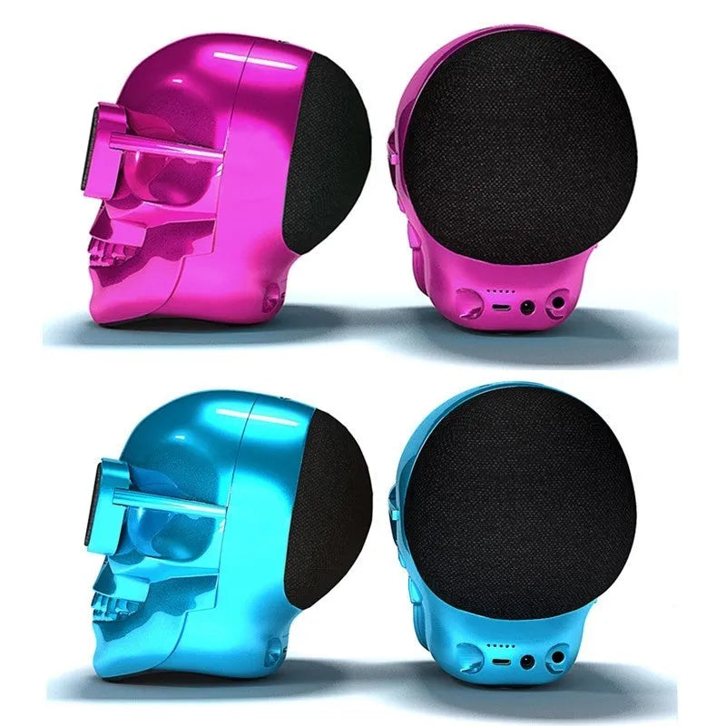 Limited edition skull-shaped wireless Bluetooth speaker in various colours with portable design