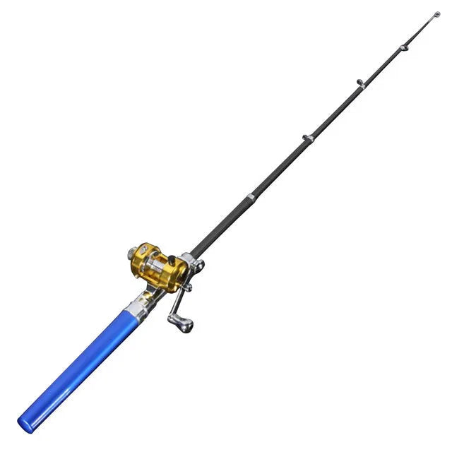 Mini portable fishing pole telescopic travel rod 1.8m carbon fibre black