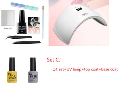 20 units silk fiberglass nail extension pieces 8cm x 4cm with 8ml glue and scrub file for UV DIY manicures