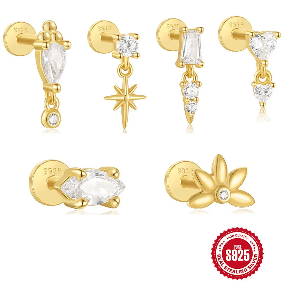 Sterling silver ear stud with a gold electroplated XINGX inlaid tassel design.