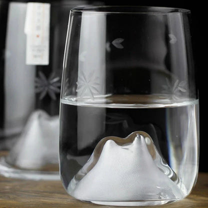 Handcrafted Cherry Blossoms Glass Cup in lead-free crystal for whisky lovers