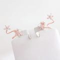 Silver flower earring for short hair in rose gold colour option