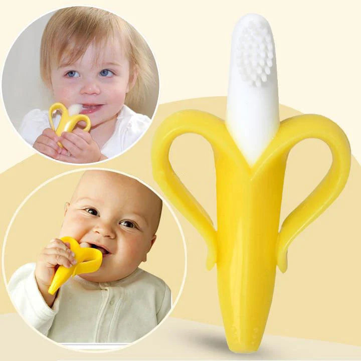 Food grade silicone banana teether toy for babies, safe and soothing for teething