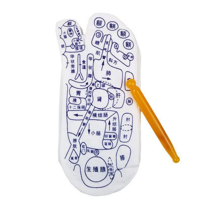 Acupressure foot massager socks with reflexology charts for enhanced therapy