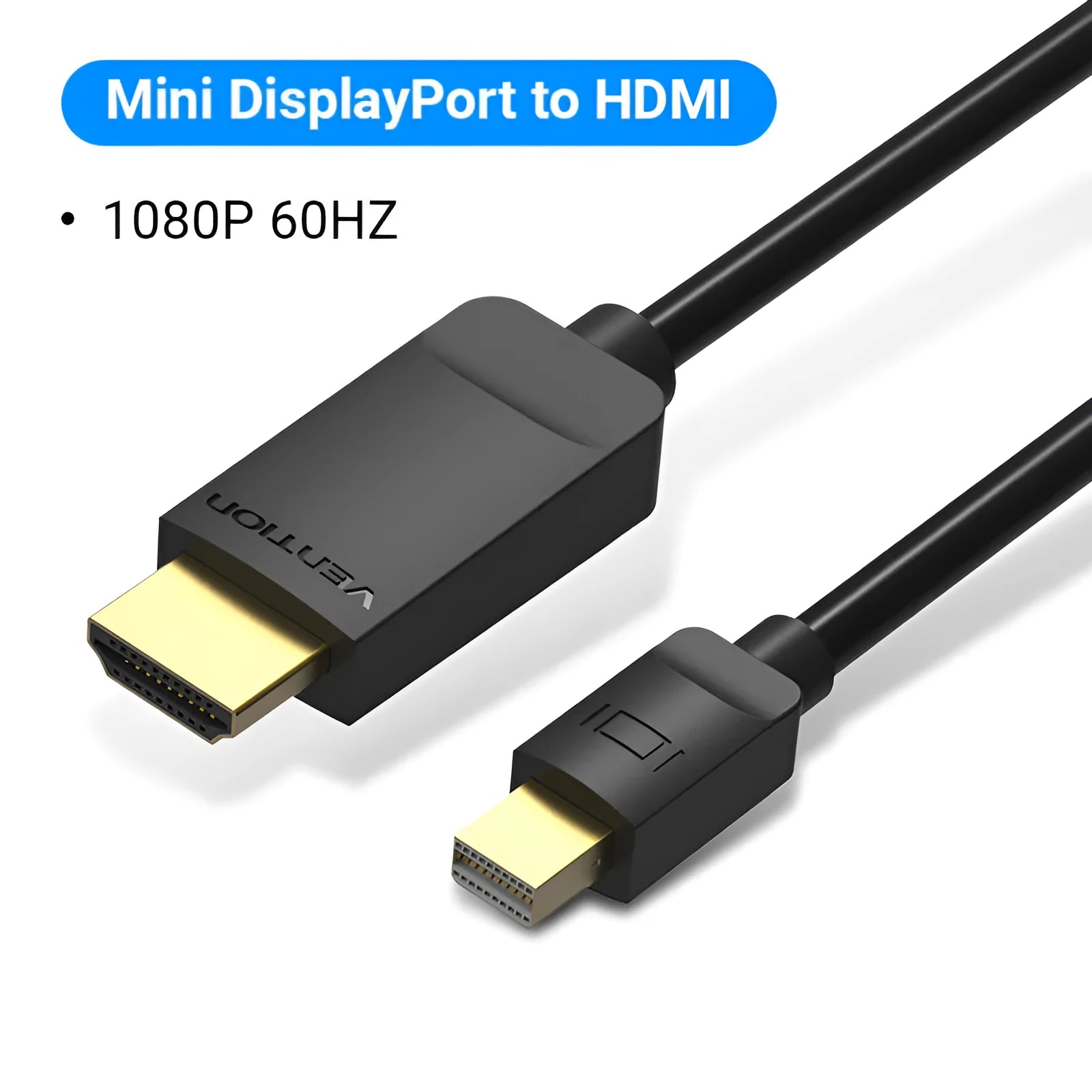 Mini DP to HDMI cable adapter with gold-plated connectors for TV and projector connection