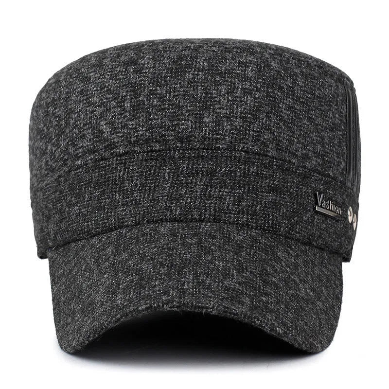 Winter outdoor earmuffs with cotton hat, adjustable band, black colour option, visor and ear covers
