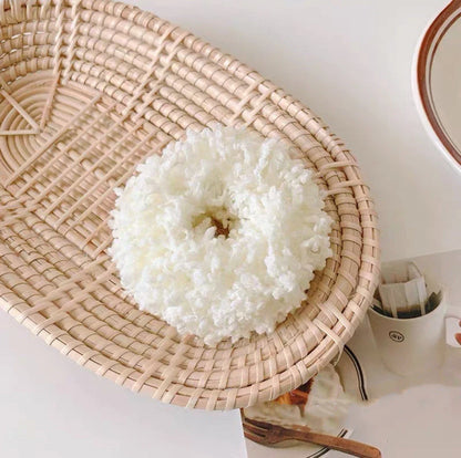 Korean style luminous hair circle plush head rope lady cloth hair tie in various colours