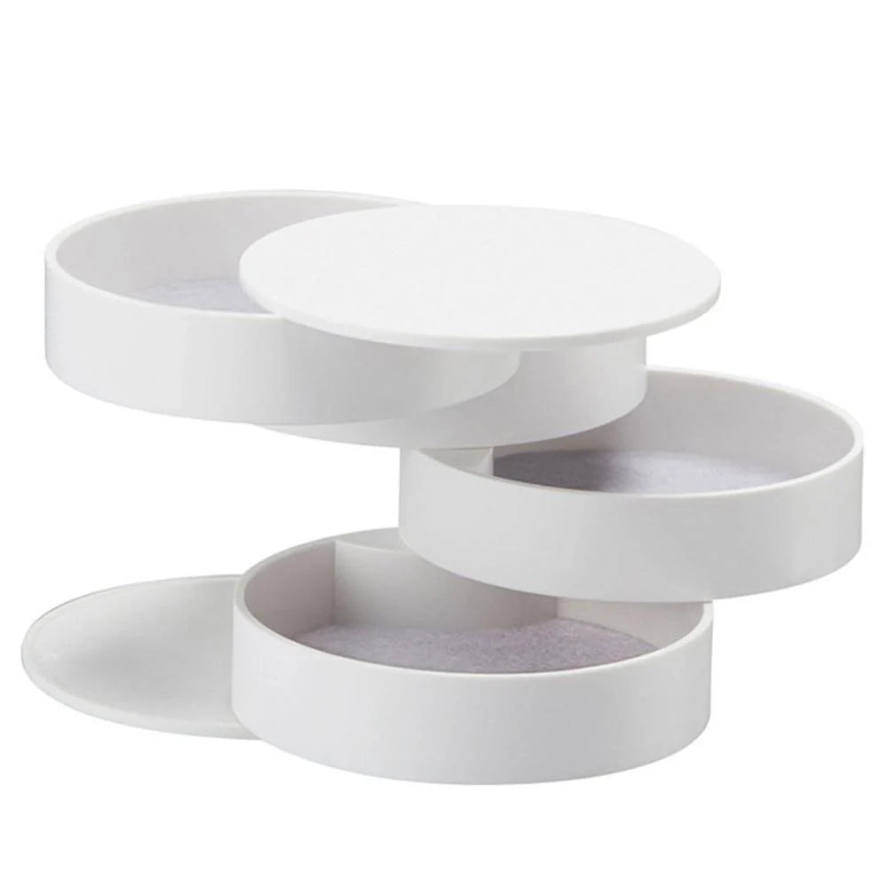 Plastic Jewelry Box Storage Container with 360-degree rotation and four-tiered pallets