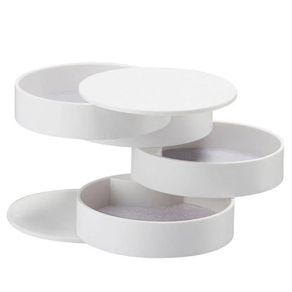 Plastic Jewelry Box Storage Container with 360-degree rotation and four-tiered pallets
