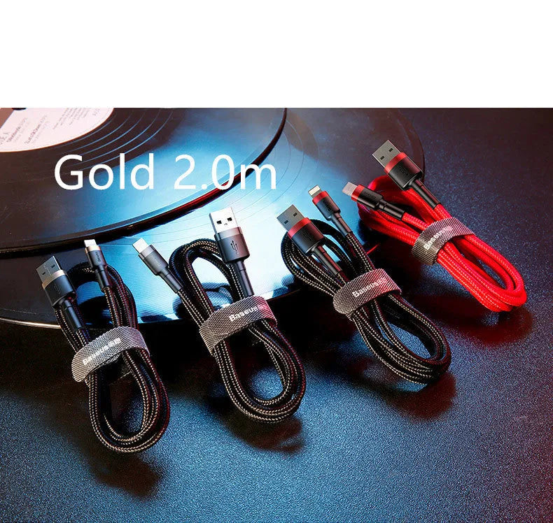 Red and black Lightning charging cable for Apple iPhones with 8PIN connector