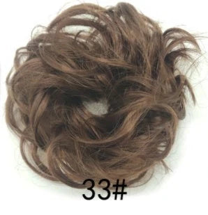 Synthetic wavy curly messy hair bun for women, 12cm diameter, high-temperature wire