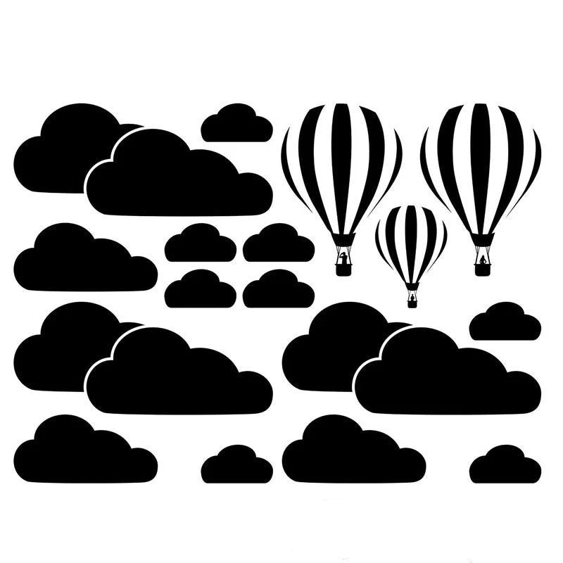 Hot air balloon white cloud wall stickers for living room decor