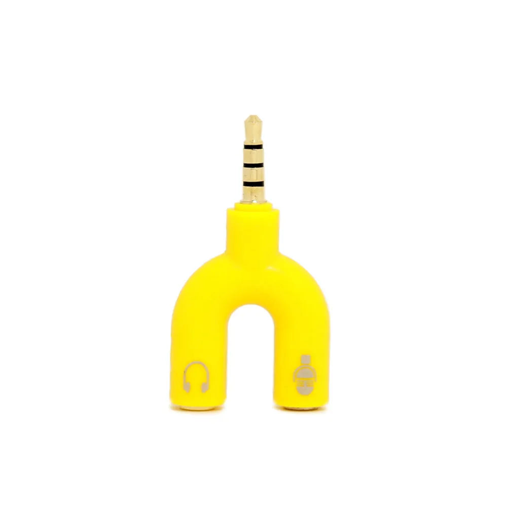 3.5mm headphone splitter adapter in six colours with gold-plated connections
