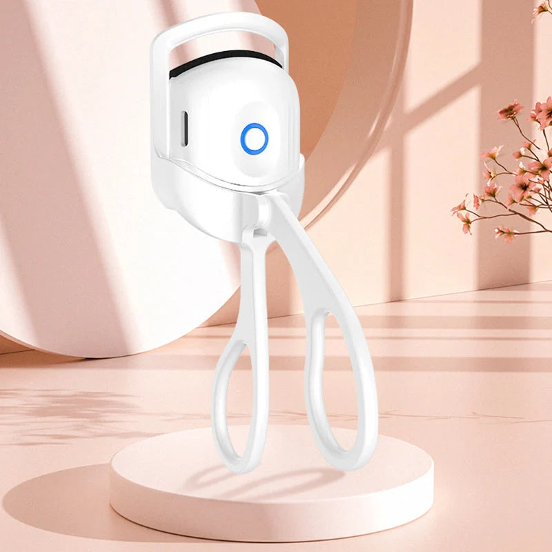 Portable electric heated eyelash curler with USB recharge for quick, beautiful lashes