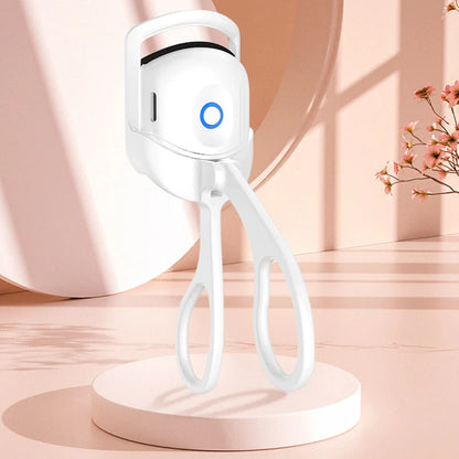 Portable electric heated eyelash curler with USB recharge for quick, beautiful lashes