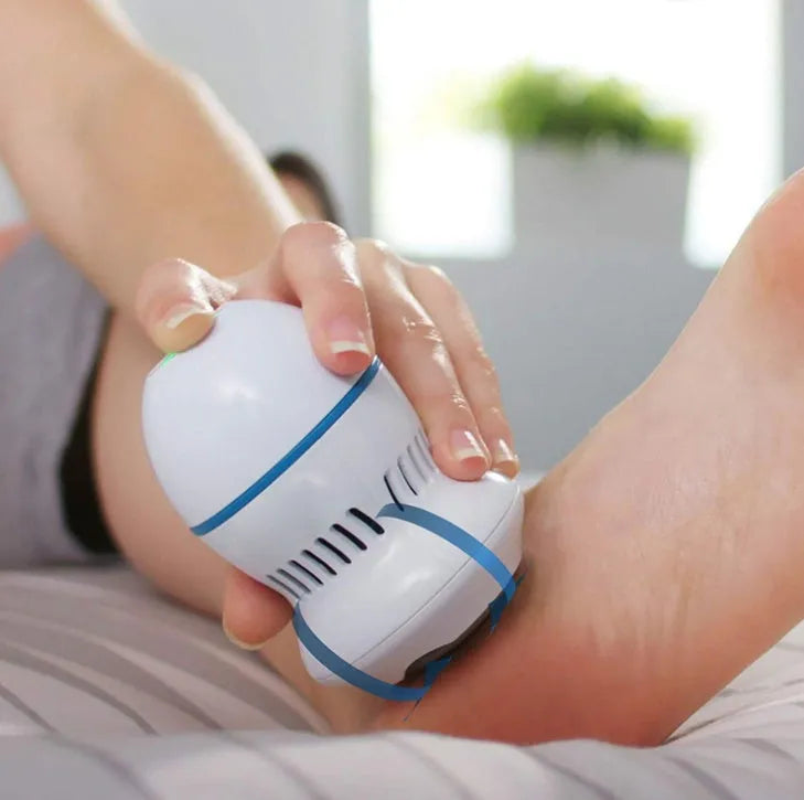 Multifunctional electric foot file grinder machine with vacuum absorption system, two diamond grinders, and USB charging in beige