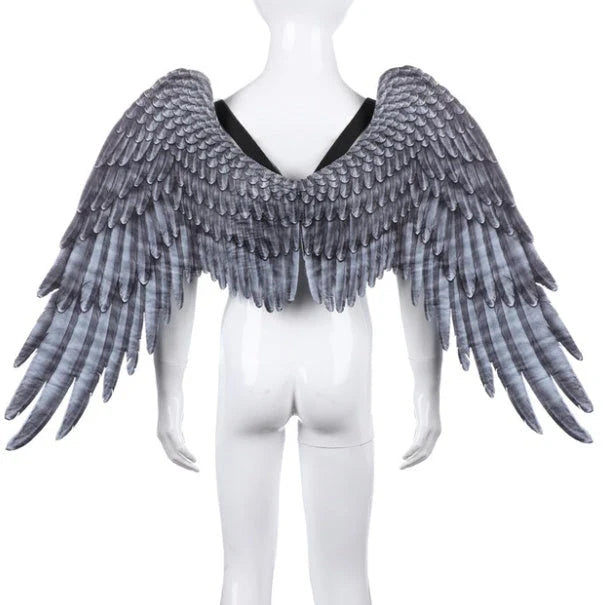 Kids' 3D angel wings in white and black for Halloween and cosplay