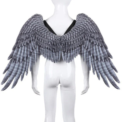 Kids' 3D angel wings in white and black for Halloween and cosplay