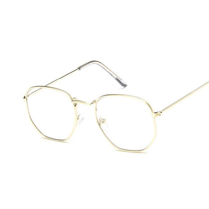 Women's hexagonal sunglasses with UV400 protection in various colors