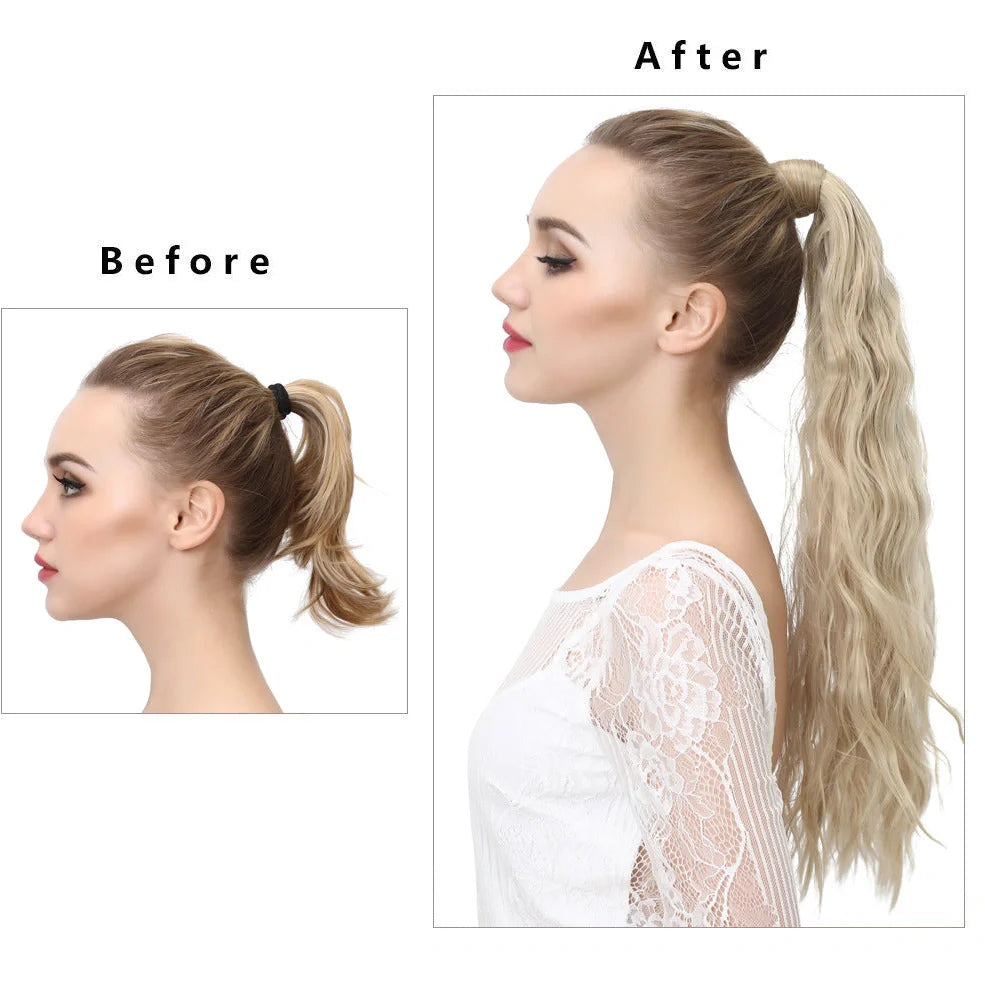 Corn hot beard ponytail wig with 58cm length and heat resistance up to 150°C